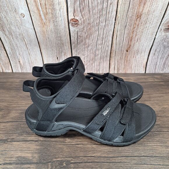 Teva Tirra All Black Strappy Slingback Hiking Sandals Women's Size 5 (New w/Box) - Picture 3 of 10
